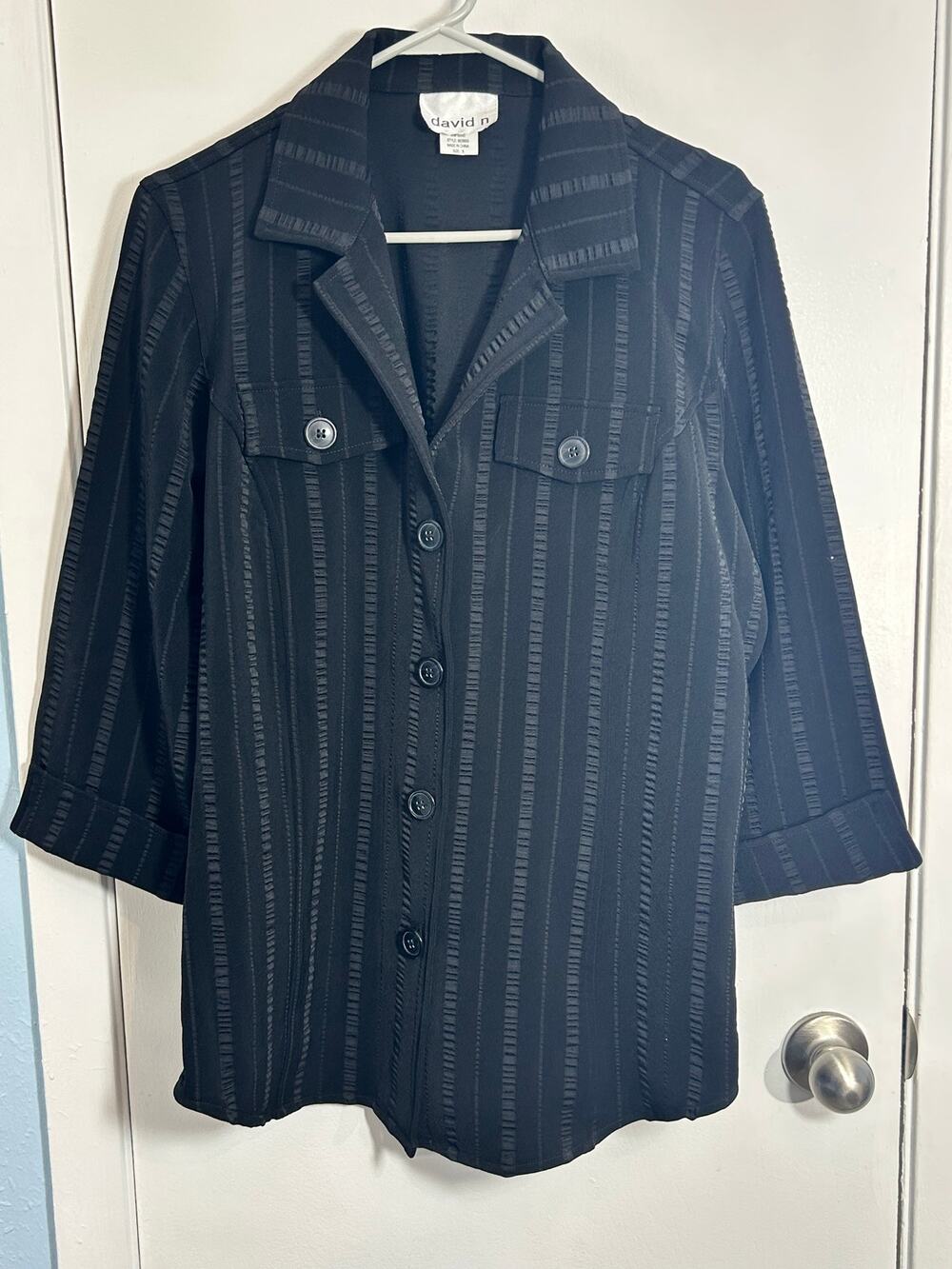 Vintage David N Jacket Size 8 Black Textured Striped Whimsygoth Office NWT